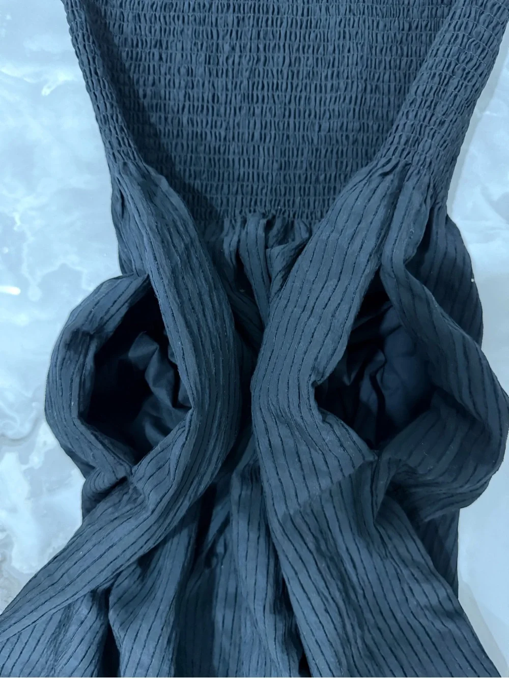 Hill House The Cosima Nap Dress - Black Tonal Seersucker - Picture 5 of 6